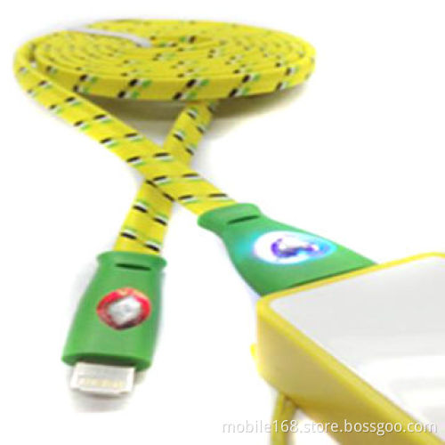 When charging with lighting smile diamond fabric braided wire knitted cable, 10 colours